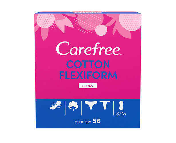  ללא ריחללא ריח Carefree<sup>®</sup> Cotton Flexiform